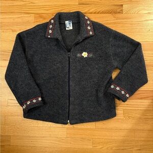 Vintage Art Unlimited Cottage Core Jacket with Embroidered Edelweiss Flowers